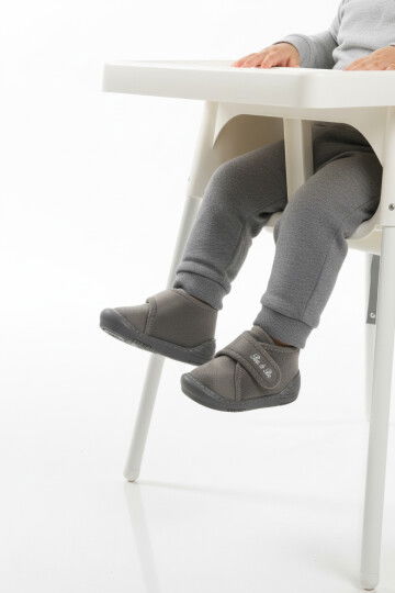 Gri Süet Cırtlı Bebek Panduf Ba&Ba 058989 B