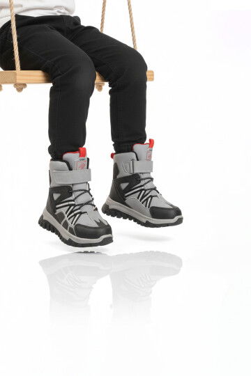 Gri Cırtlı Kaymaz Taban Unisex Çocuk Bot Hilly P