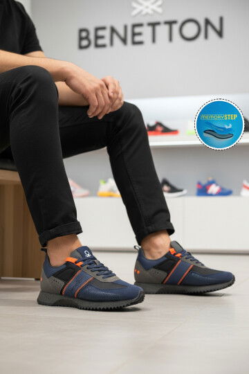 Lacivert Bağcıklı Cilt Erkek Spor Ayakkabı BNI-12114 M