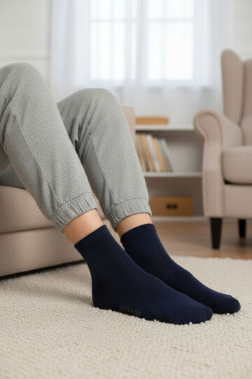 Lacivert Pamuklu Dikişli Erkek Patik Çorap PTK-2184