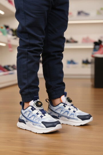 Lacivert Fileli Hafif Esnek Erkek Çocuk Spor Ayakkabı BNI-10254 F