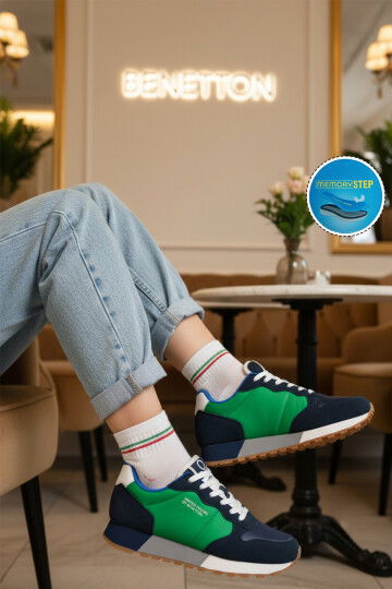 Lacivert Yeşil Hafızalı Taban Unisex Spor Ayakkabı BNI-10048 G