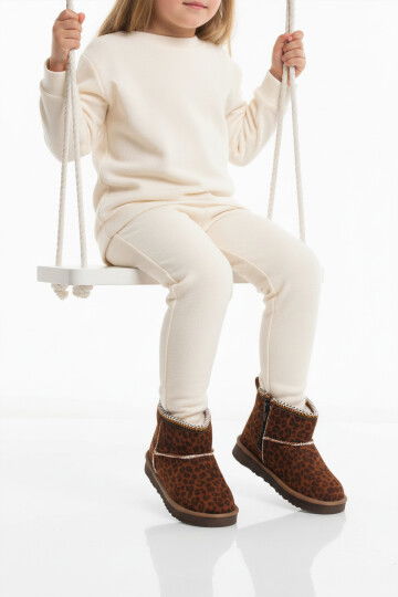 Leopar Süet İçi Kürklü Soğuğa Dirençli Kız Çocuk Bot Ugy F