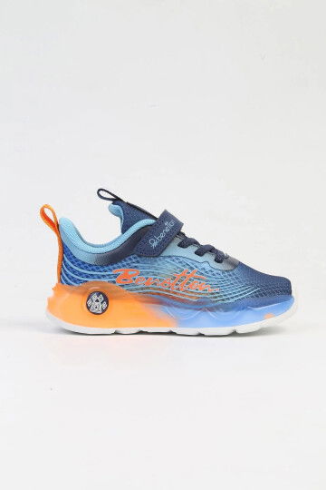 Blue Orange Velcro Mesh Flexible Boys Sports Shoes BNI-10277 P