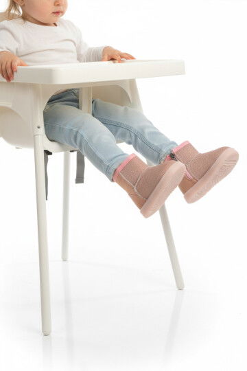 Pembe Simli İçi Kürklü Fermuarlı Bebek Bot 1212 B