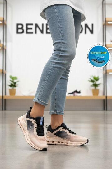 Pudra Bağcıklı Hafızalı Taban Kadın Spor Ayakkabı BNI-11050 G