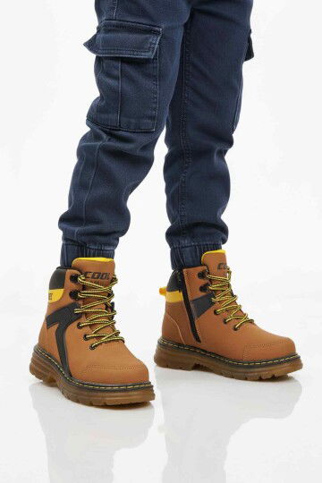 Yellow Zippered Unisex Kids Boots Cane F