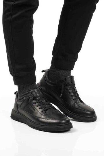 Siyah Floter Hakiki Deri Masaj Etkili Erkek Casual Ayakkabı 260044 M