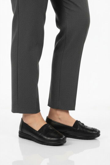 Black Wide Mold Gel Sole Anatomic Womens Casual Shoes 183 Z