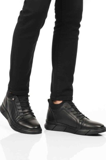Siyah Hakiki Deri Ortopedik Erkek Casual Ayakkabı 142 M
