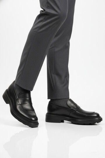 Siyah Hakiki Deri Erkek Casual Ayakkabı 3254 M