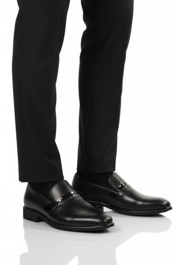 Siyah Hakiki Deri Erkek Klasik Ayakkabı 02213 M