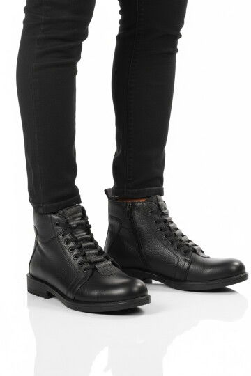 Black Genuine Leather Mens Boots 705 M