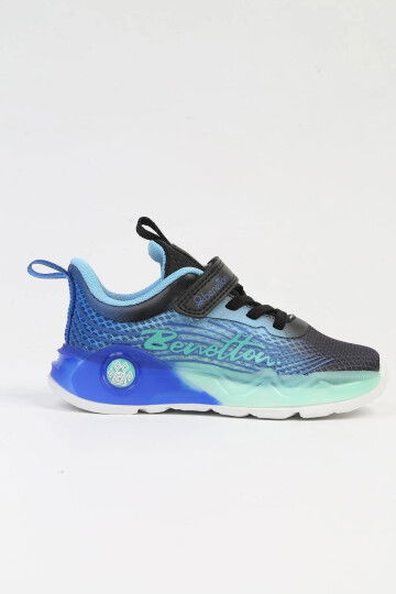 Black Blue Velcro Mesh Flexible Boys Sports Shoes BNI-10277 P