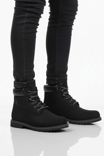 Siyah Nubuk Hakiki Deri Kaymaz Taban Unisex Bot Empresa G