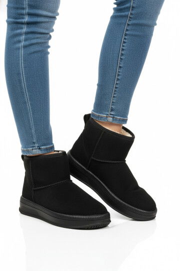 Siyah Nubuk Kürklü Soğuğa Dirençli Kaymaz Kadın Bot 25001 Z