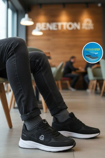 Siyah Bağcıklı Memory Foam Erkek Spor Ayakkabı BNI-11068 M