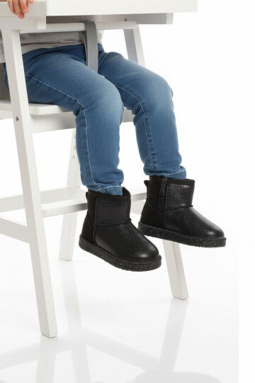 Siyah Simli İçi Kürklü Fermuarlı Bebek Bot 1212 B