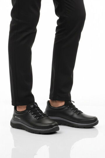 Siyah Bilekten Lastikli Erkek Spor Ayakkabı Flexible Pu M