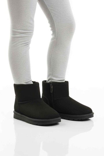 Siyah İçi Kürklü Fermuarlı Kız Çocuk Bot 2096 P