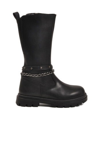 Siyah İçi Polarlı Fermuarlı Kız Çocuk Çizme Paris-26K F