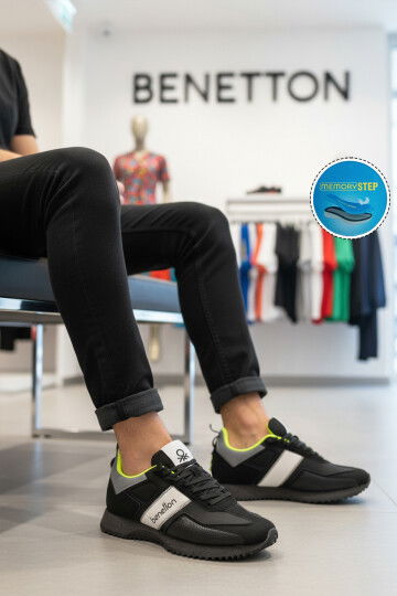 Siyah Bağcıklı Cilt Erkek Spor Ayakkabı BNI-12114 M