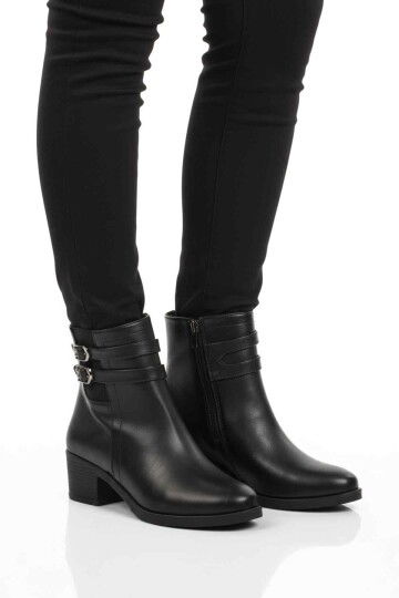 Siyah İçi Kürklü Topuklu Kadın Bot 1006 Z