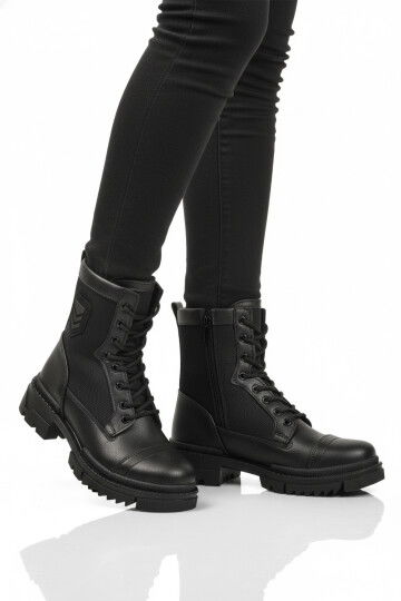 Siyah İçi Polarlı Kaymaz Taban Fermuarlı Unisex Bot 2100 G