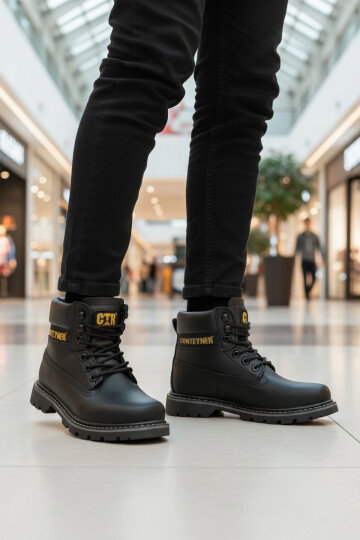 Siyah Soğuğa Dirençli Kaymaz Tabanlı Bağcıklı Unisex Bot  922 G