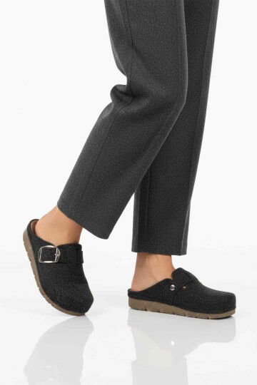 Siyah Keçe Anatomik Kadın Ev Terliği K-117.005 Z