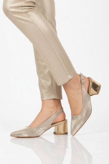 Altın Topuklu Kadın Abiye Ayakkabı 417688 Z