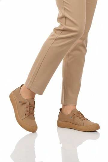 Bej Hakiki Deri Kadın Casual Ayakkabı 232 Z