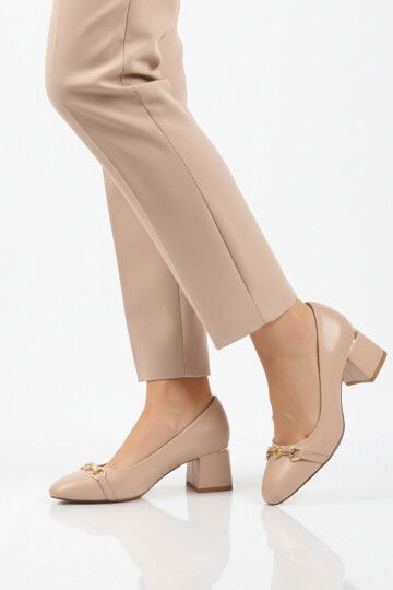 Bej Kadın Topuklu Abiye Ayakkabı 312525 Z