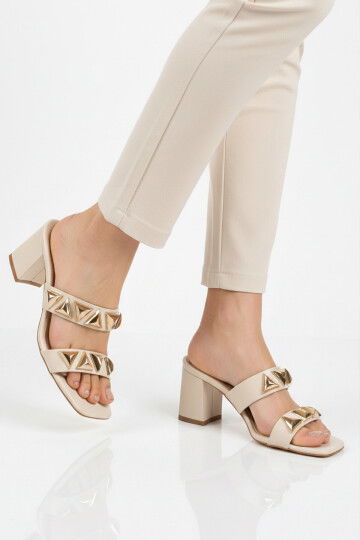 Bej Kadın Topuklu Terlik 547855 Z
