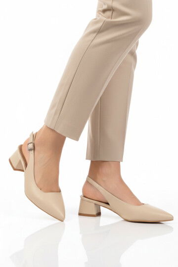 Bej Kadın Topuklu Abiye Ayakkabı 323101 Z
