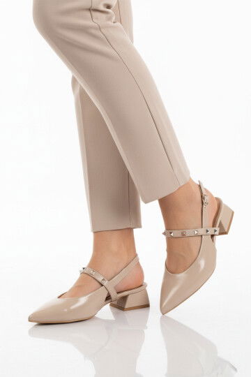 Bej Dar Kalıp Özel Gün ve Davet Kadın Abiye Ayakkabı 323102 Z