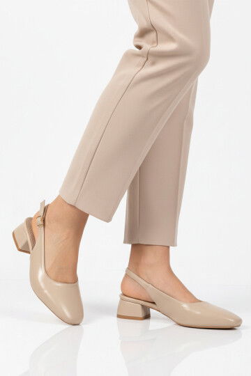 Bej Kadın Topuklu Abiye Ayakkabı 608422 Z