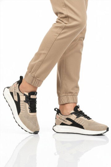 Bej Fileli Hafif Esnek Hafızalı Taban Erkek Spor Ayakkabı Bst-654 M