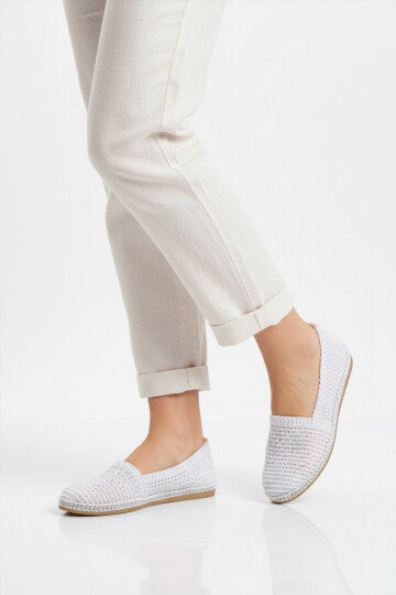 Beyaz Geniş Kalıp Anorak Örme Hafif Kadın Günlük Babet PC-54572 Z