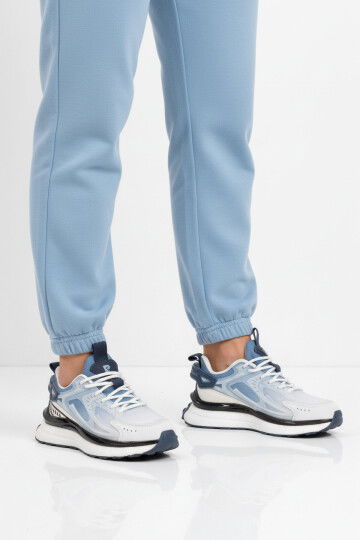 Beyaz Mavi Fileli Hafif Esnek Hafızalı Taban Unisex Spor Ayakkabı PCI-10106 G