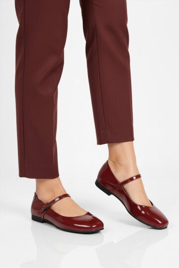 Bordo Rugan Bantlı Hafif Kadın Babet PC-54810 Z