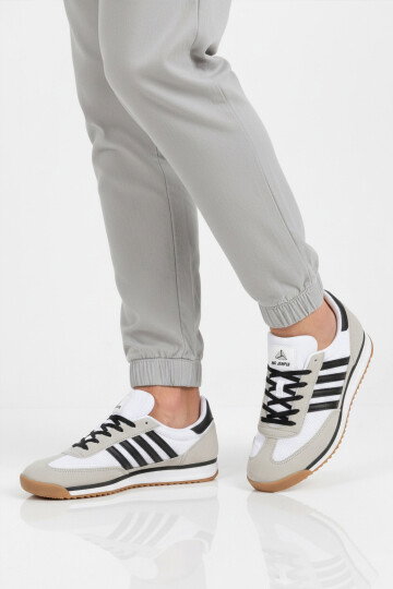 Buz Beyaz Bağcıklı Kaymaz Erkek Spor Ayakkabı 2377 M