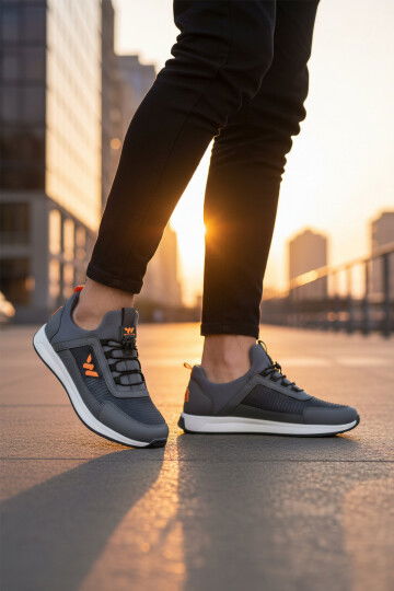 Smoke Lock Laced Lightweight Flexible Mens Sneakers Apollo 166 M