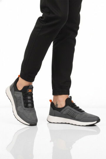 Füme Fileli Hafif Esnek Lastik Bağcıklı Erkek Spor Ayakkabı Motano M