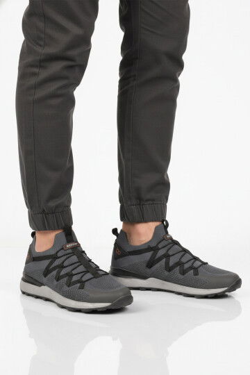 Füme Fileli Hafif Esnek Bağcıklı Erkek Spor Ayakkabı Bst-650 M