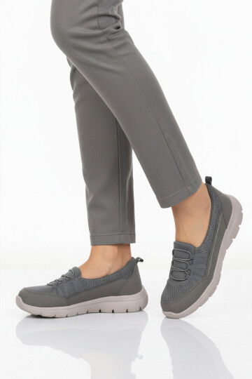 Füme Fileli Hafif Esnek Kadın Günlük Yürüyüş ve Spor Ayakkabı Bst-1009 G