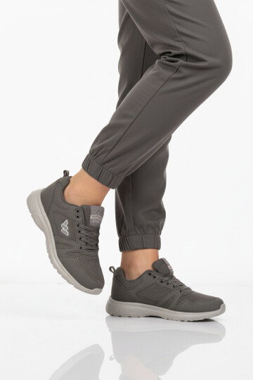 Füme Fileli Hafif Bağcıklı Esnek Unisex Spor Ayakkabı 020 G