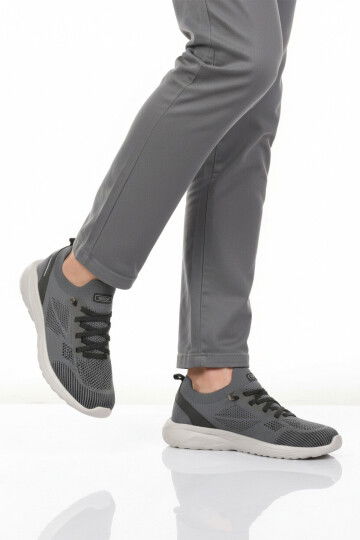 Füme Fileli Hafif Esnek Bağcıklı Erkek Spor Ayakkabı Bst-646 M