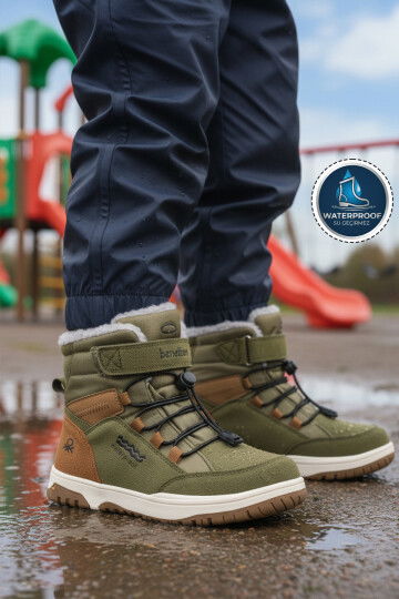Haki Cırtlı Su Geçirmez Unisex Çocuk Bot BNI-11000 F