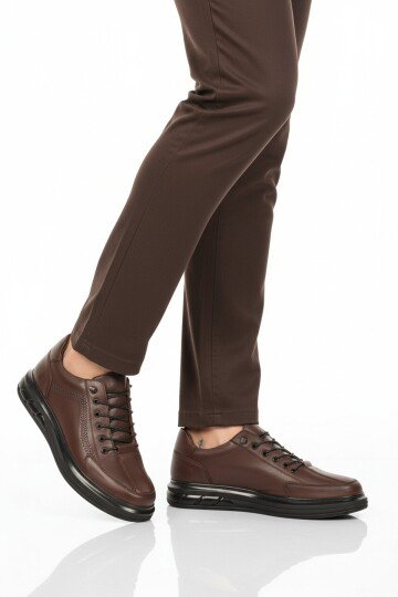 Kahve Hakiki Deri Topuk Jelli Anatomik Erkek Casual Ayakkabı 820 M